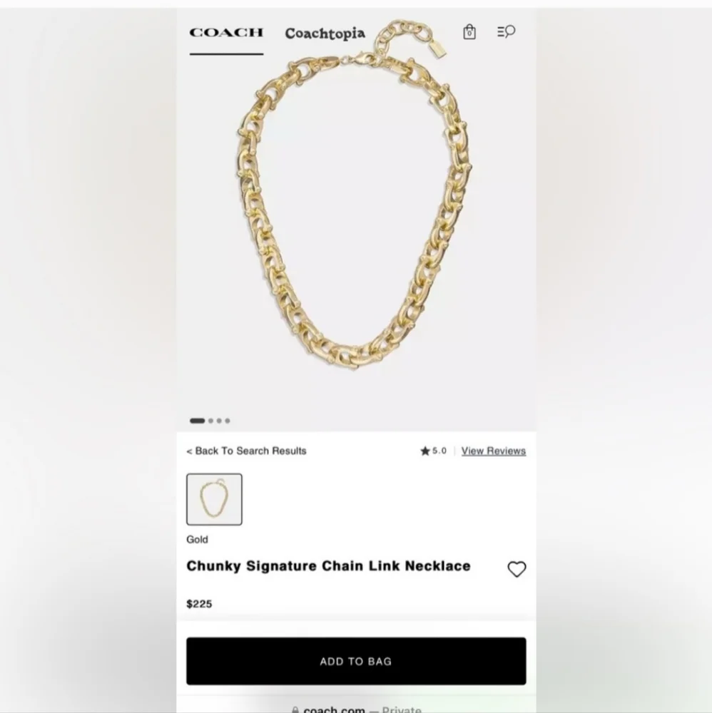 Coach Chunky Signature Necklace NIB/NWT